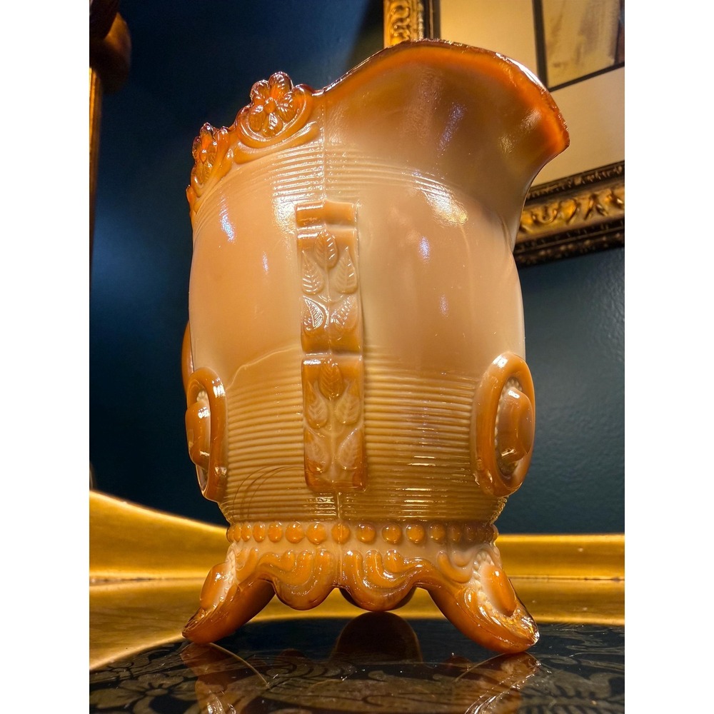 Antique‎ Greentown Dewey Chocolate Slag Glass Creamer c.1898 - Picture 13 of 17